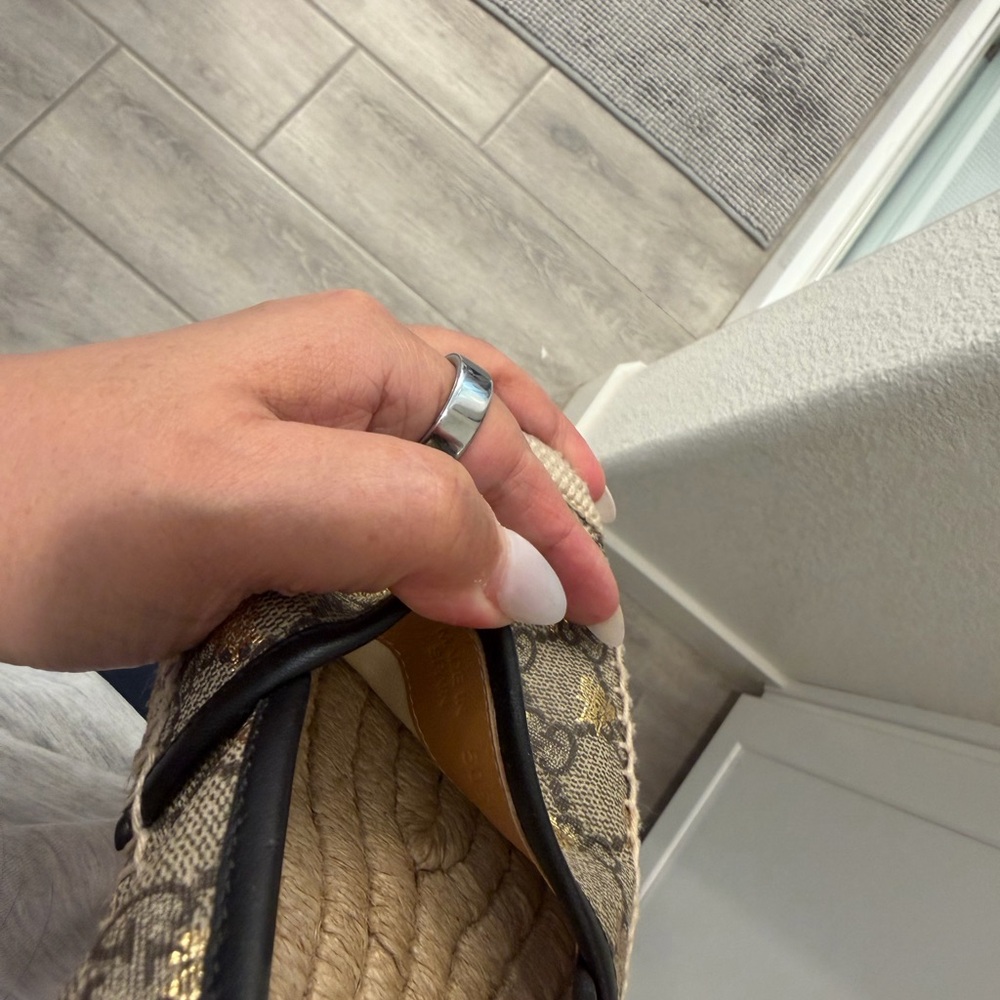 Gucci Brown & Gold Monogram Bee Espadrille Flats - Picture 8 of 8